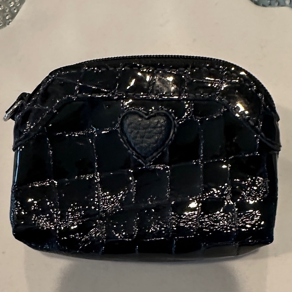 Elegant Black Patent Leather Brighton Coin Purse New